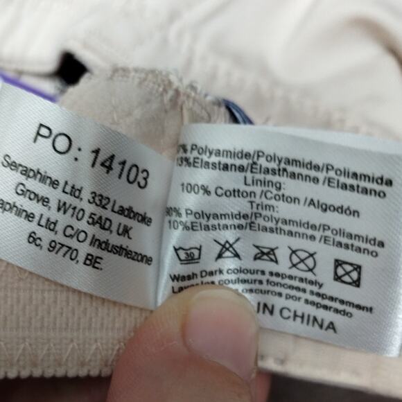 NWT Seraphine Bra Size 34C Pale Pink Wirefree Lace Trim Maternity & Nursing - Picture 7 of 9